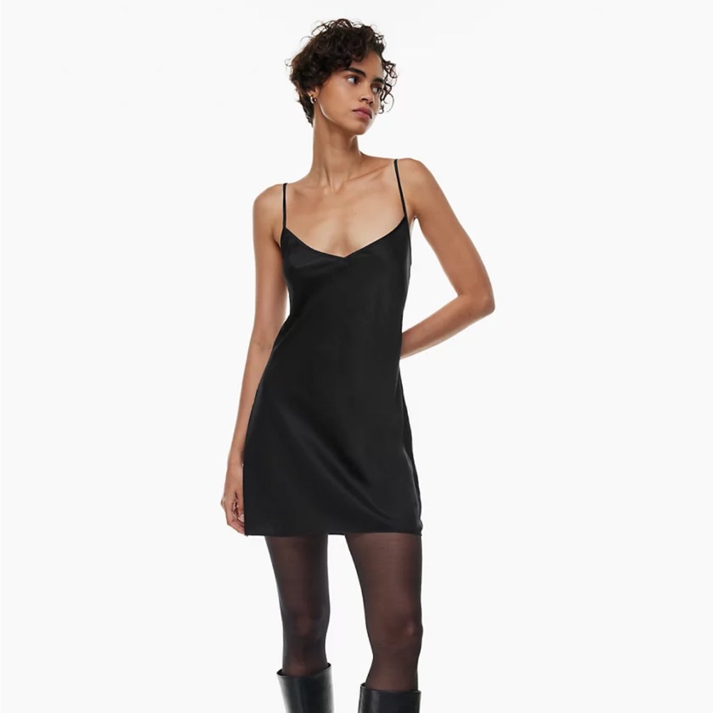 Aritzia Wilfred ONLY SLIP MINI DRESS 2XS / XXS Black NWT